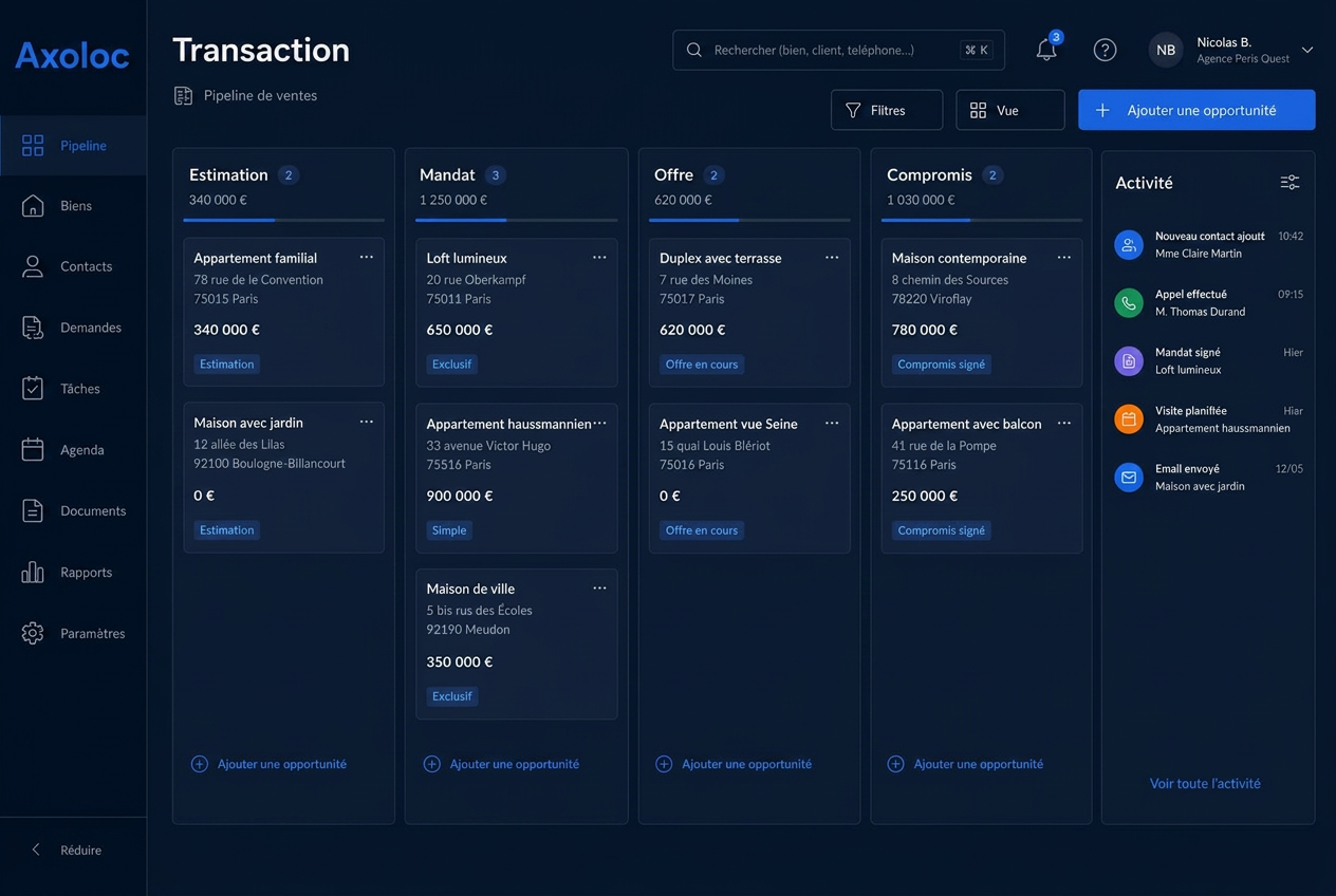 Illustration du module transaction d'Axoloc